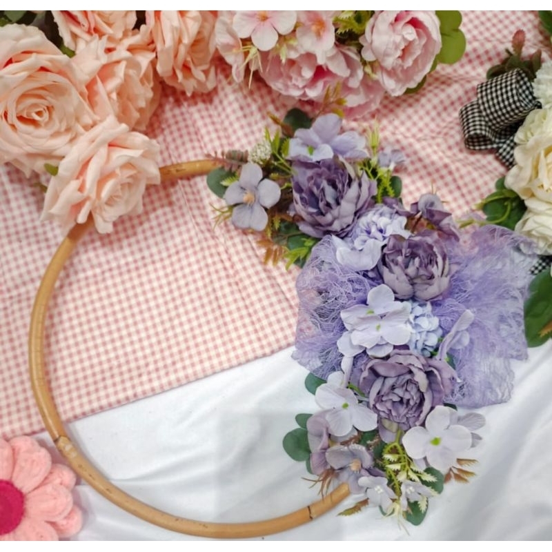 wreath flower / hiasan rotan /bunga rotan / rotan lingkar / ranting rotan / hiasan pintu