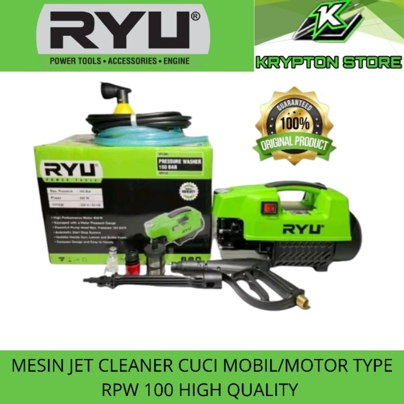 Ryu by tekiro mesin jet cleaner cuci mobil/motor type RPW100 high quality
