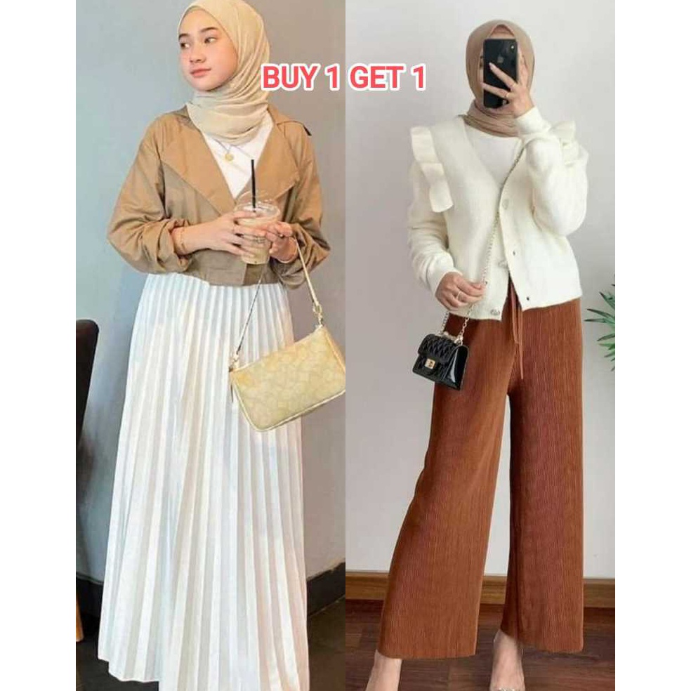 KODE X68S BUY 1 GET 1 ROK PLISKET PREMIUM  KULOT PLISKET LIDI  ROK PLISKET MAYUNG  ROK WANITA KEKINI