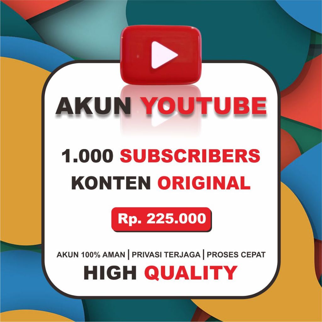 YOUTUBE akun + SUBSCRIBER 100 % aman