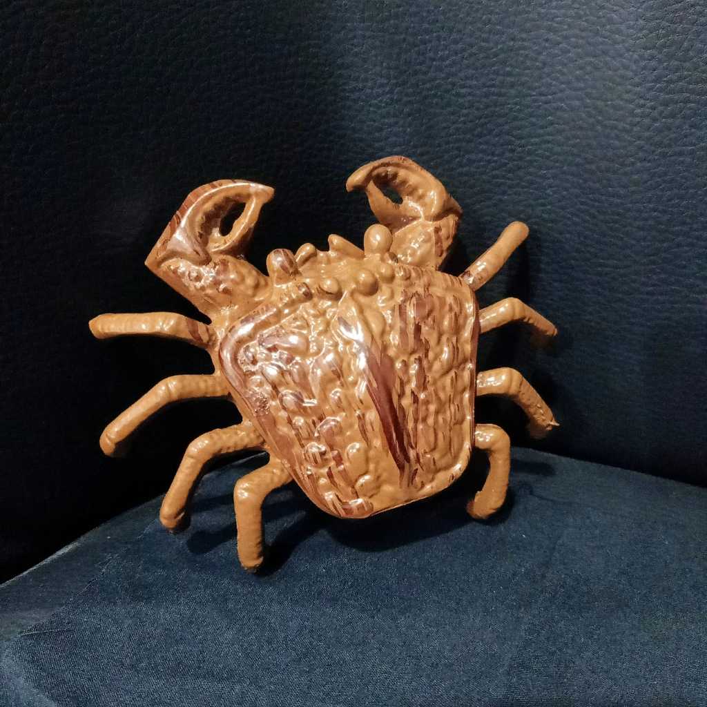 Asbak Motif Kepiting Coklat Kayu Aluminium