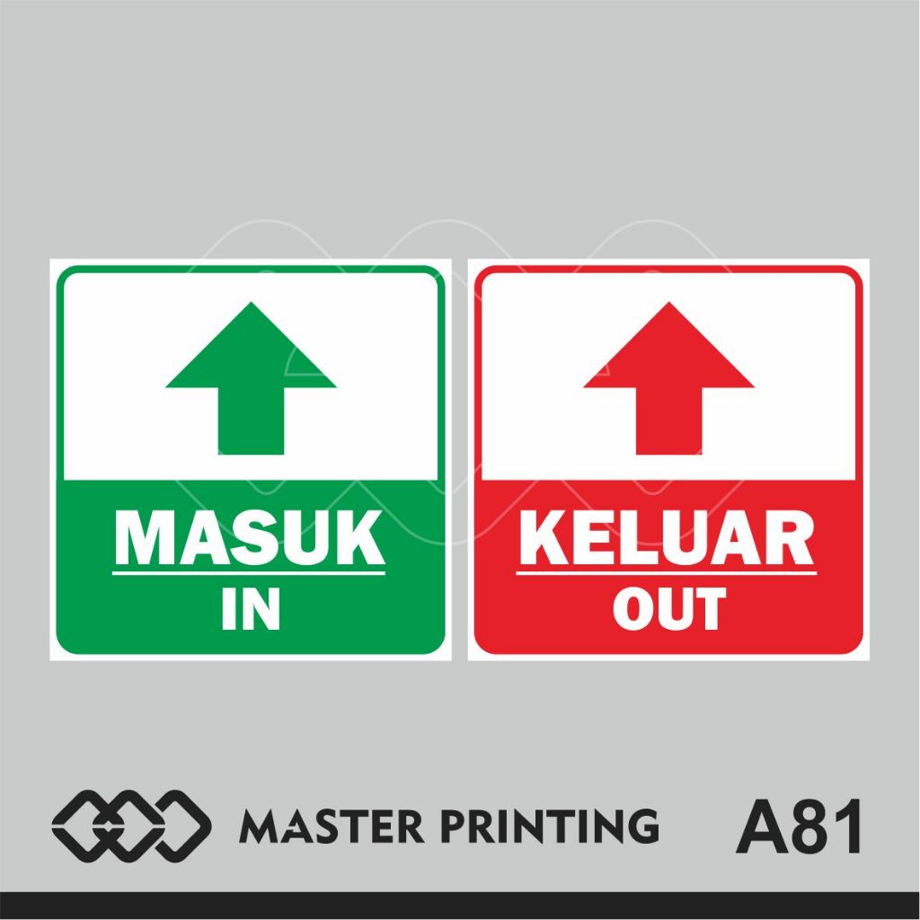 

A81 - Acrylic Sign, Stiker Akrilik Petunjuk Arah Masuk dan Keluar, In Out, Tahan Air, Bisa Custom