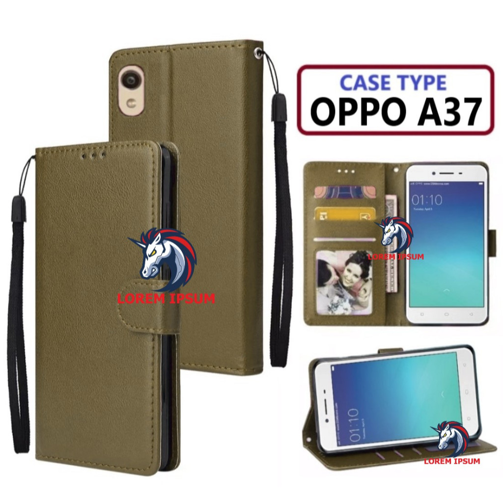 LEATHER CASING OPPO A37 CASE KULIT FLIP WALLET LEATHER KULIT PREMIUM SARUNG BUKA TUTUP KESING HP FLI