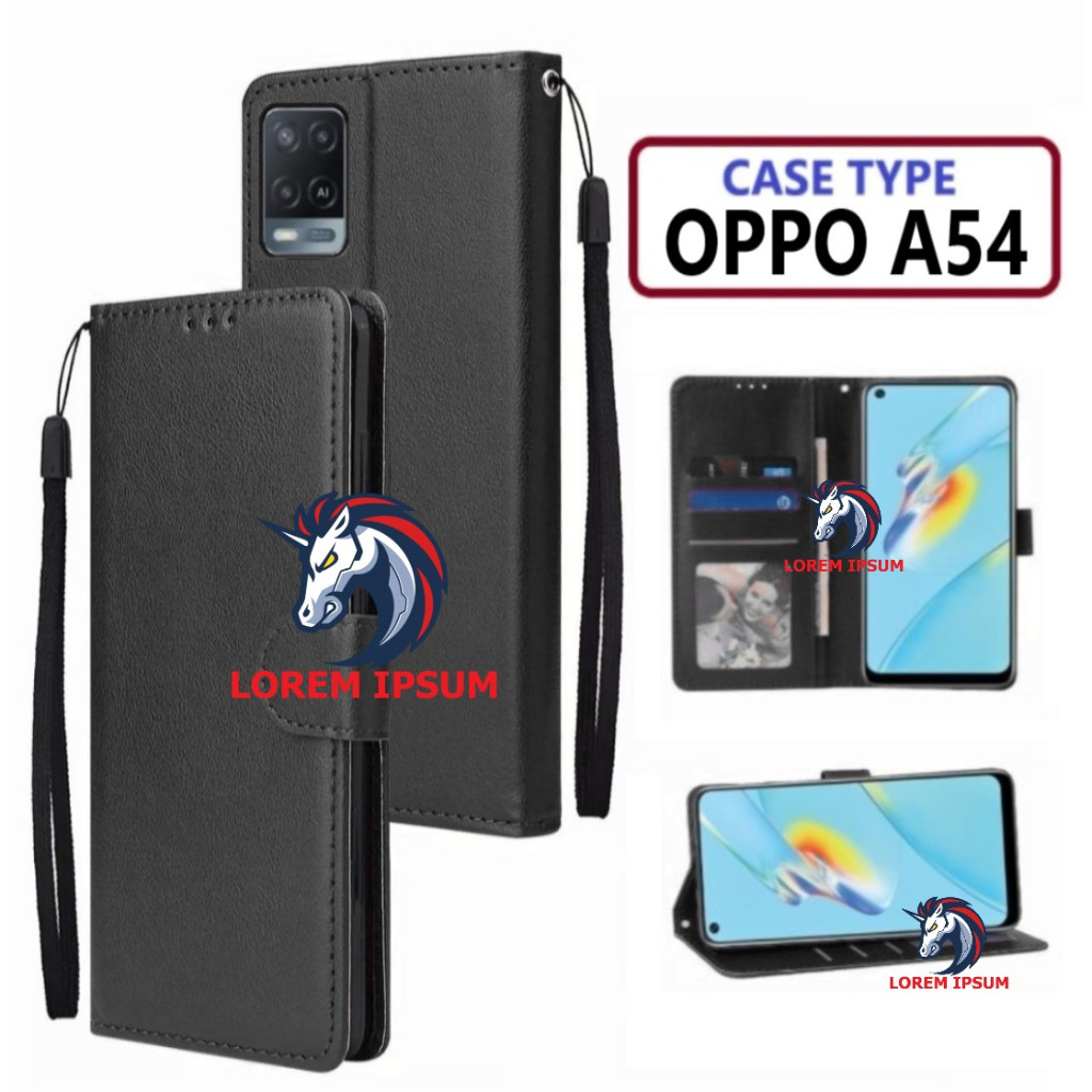 LEATHER CASING OPPO A54 CASE KULIT FLIP WALLET LEATHER KULIT PREMIUM SARUNG BUKA TUTUP KESING HP FLI