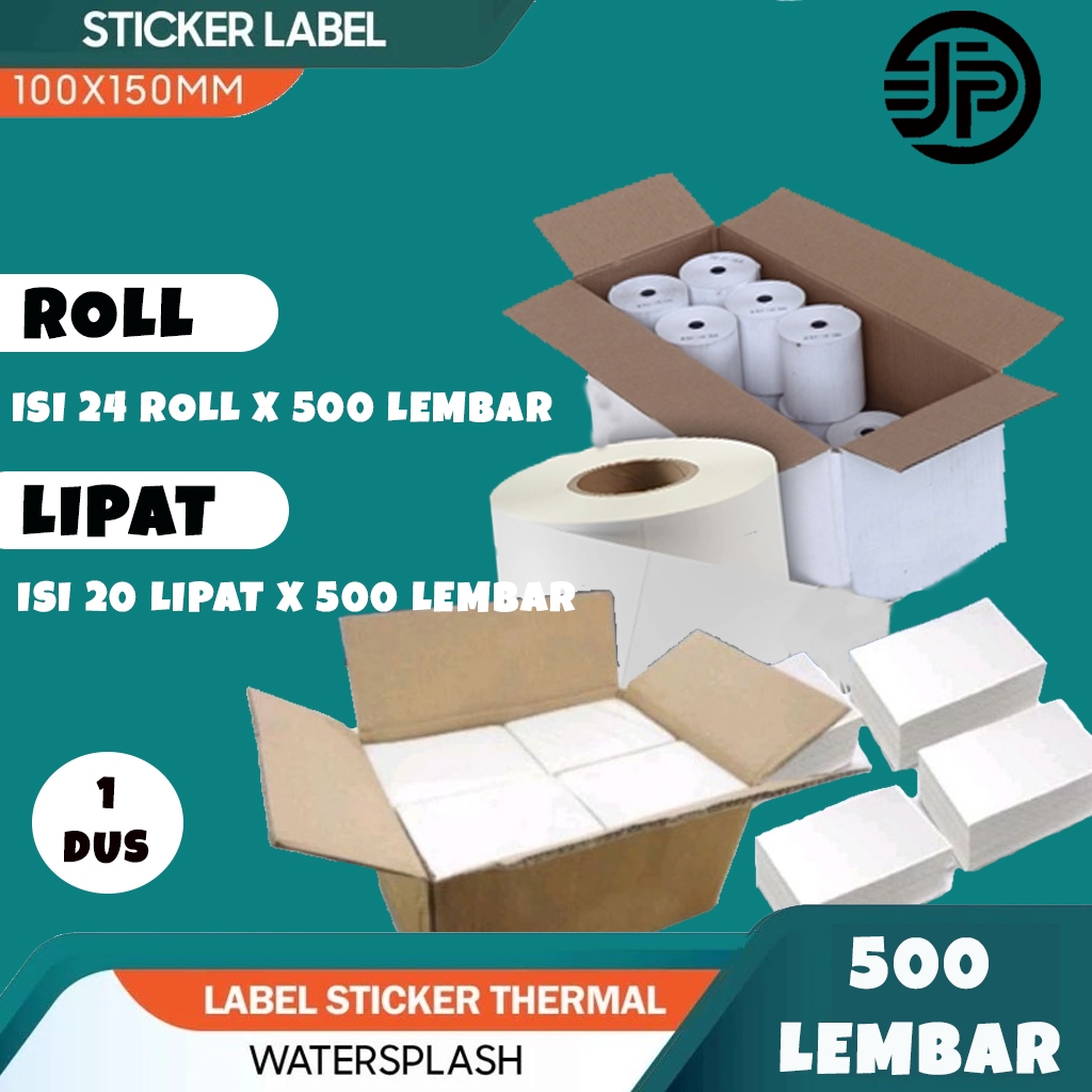 

(TERMURAH) 1 DUS Label Thermal 100x150mm Waterproof / Sticker Label Continuous / Label Kertas Isi 500pcs