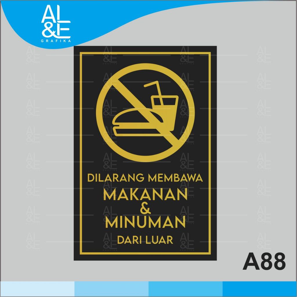 

A88 - Acrylic Sign, Stiker Akrilik Dilarang Membawa Makanan dan Minuman Dari Luar, Premium dan Tahan Air, Bisa Custom