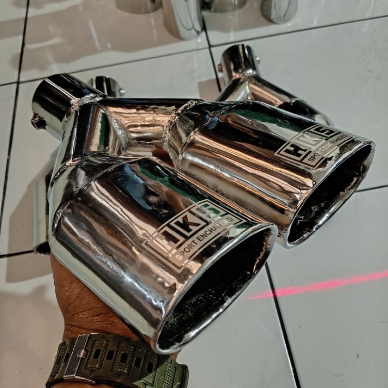 KNALPOT HKS SUOS OVAL CABANG 2 UKURAN 3INC BENSIN SOLAR BIS TRUK TRAGA CANTER BAUT
