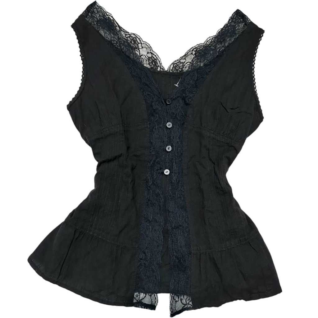 Lace Buttoned Up Layering Vest Outer Tanktop | Milkmaid Cottagecore coquette grunge gothic lolita y2