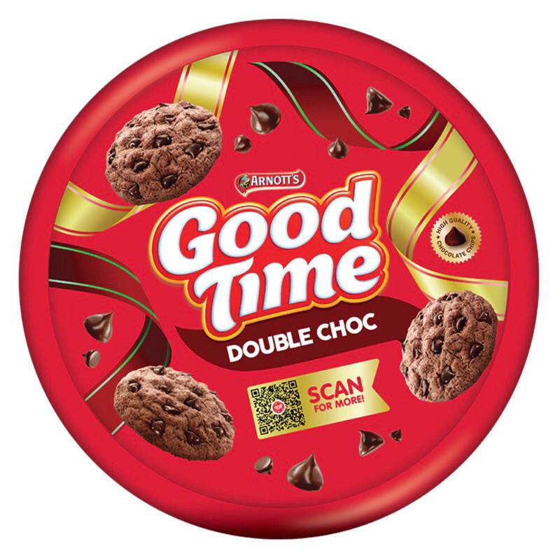 

GOOD TIME KALENG DOUBLE CHOC 149GR / COOKIES / BISKUIT KALENG LEBARAN