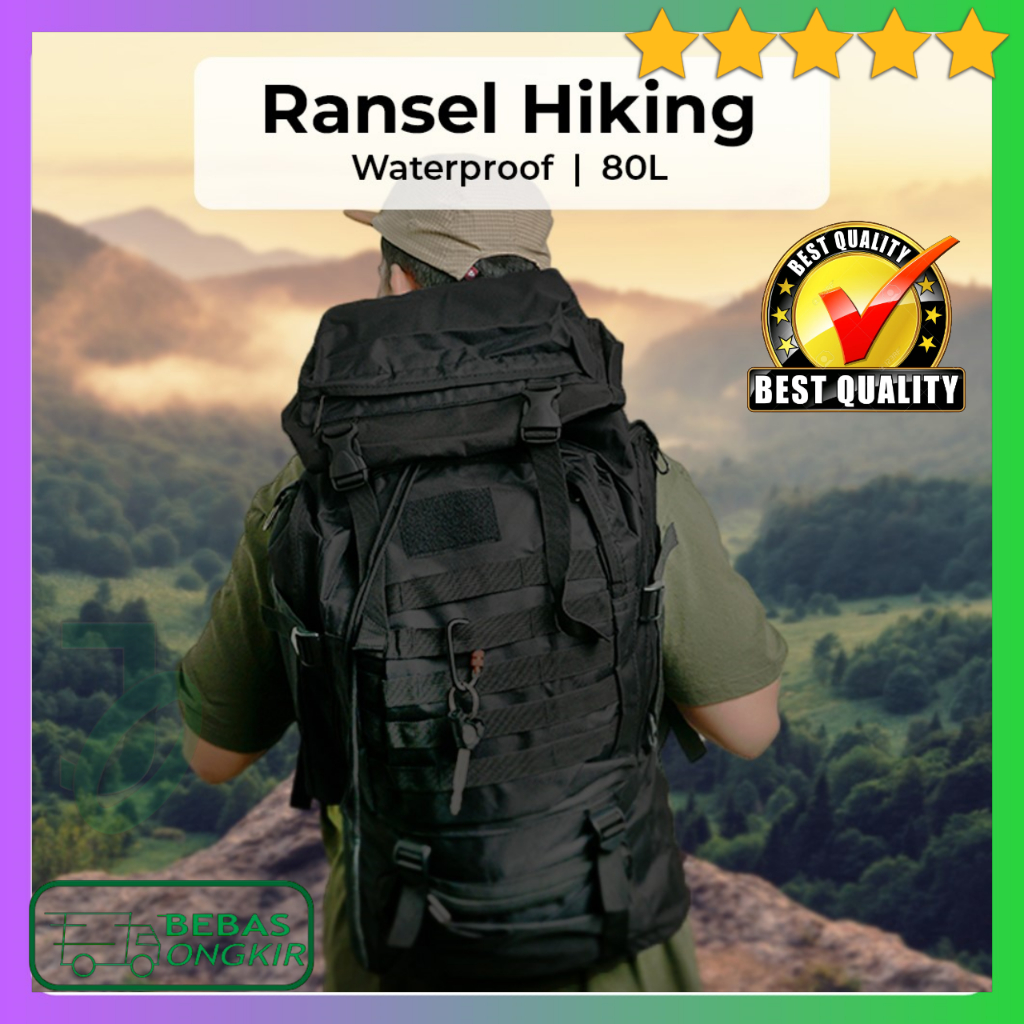 Tas Ransel Gunung Militer Hiking Camping Oxford Waterproof 80L MOJOYCE MJ600