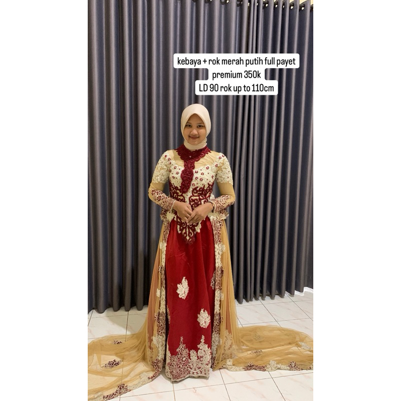 Preloved Kebaya + Rok Merah Putih Full Payet Premium