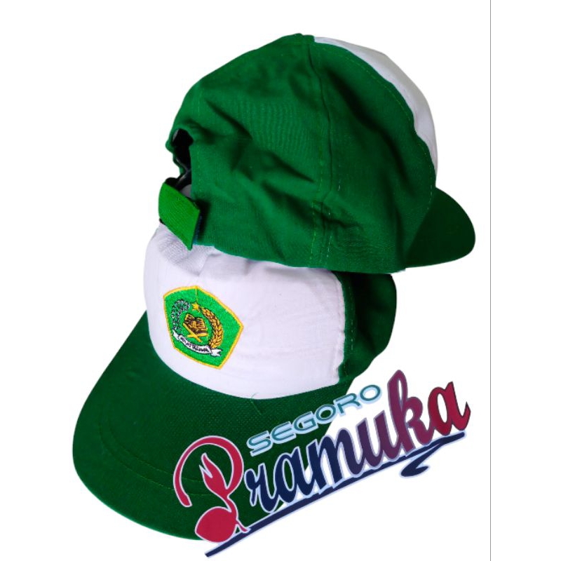 Topi SD MI Bordiran Hijau Kain Hijau Putih/ Topi SD Iklas Beramal Hijau