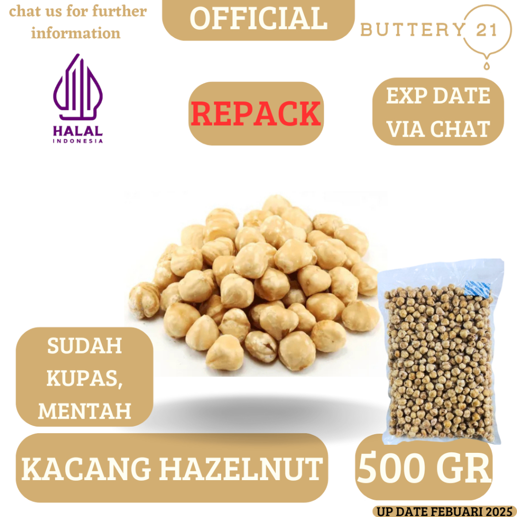 

REPACK KACANG HAZELNUT KUPAS 1 KG/KACANG HAZEL/KACANG HANZELNUT MENTAH/HAZEL NUT