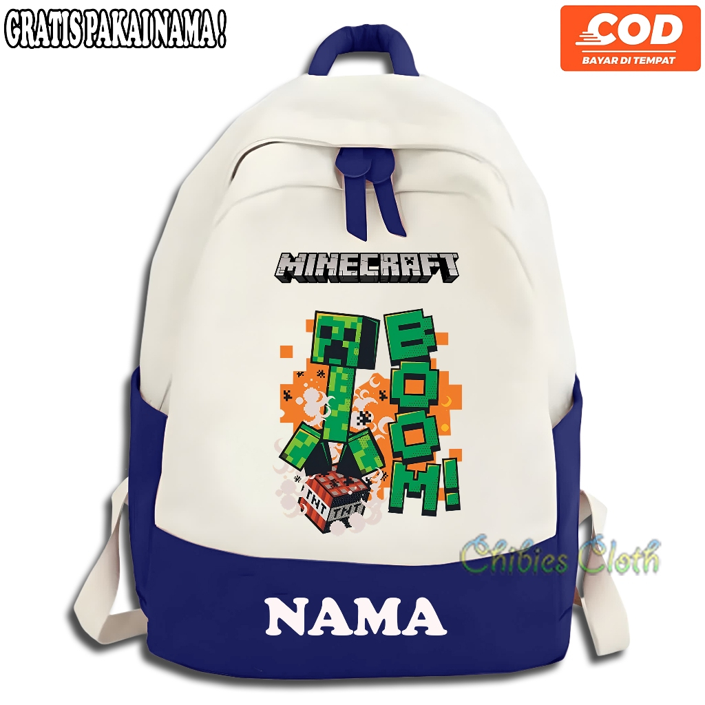 Tas Ransel Tas Sekolah Anak Motif Minecraft Creeper - Backpack Sekolah Anak Minecraft 0024
