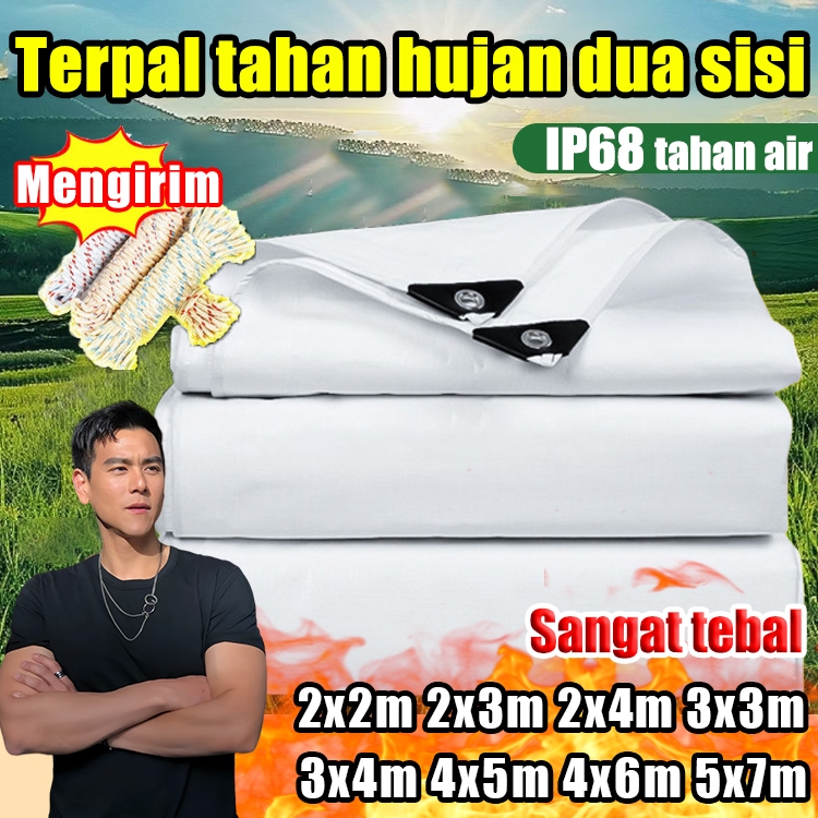 【Ternal tahan hujan dua sisi】kain tenda putih terpal 1x2 2×2 2x4 2×6 3x4 3x5 4x6 5x7tenda terpal ant