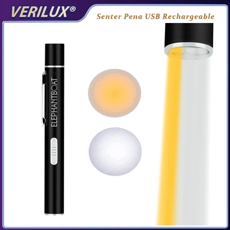 Verilux Senter Pena USB Rechargeable Senter Pena untuk Dokter dan Perawat Cahaya Ganda Kuning Putih 