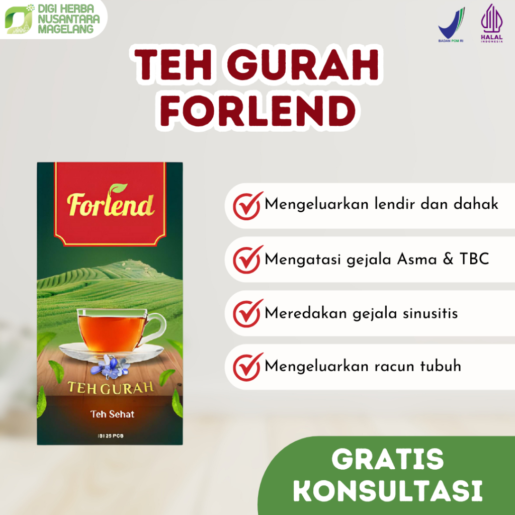 

[BPOM RESMI] Teh Forlend - Teh Gurah Atasi Batuk, Pilek, Asma, Sinusitis, Dahak dan Lendir