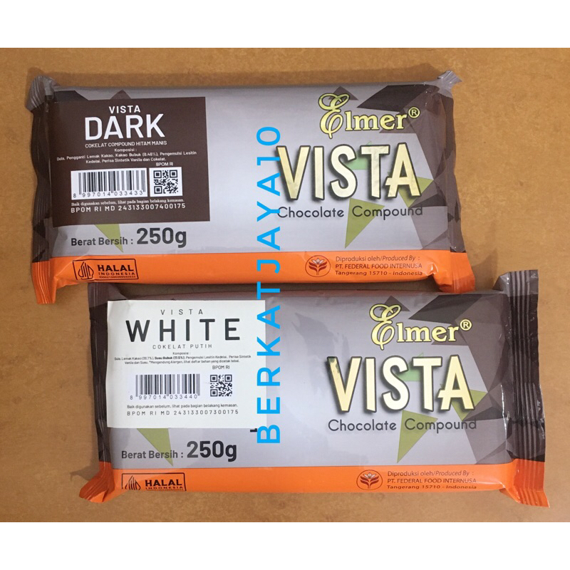 

Elmer Vista Dark Vista White Chocolate Compound DCC 250 gram