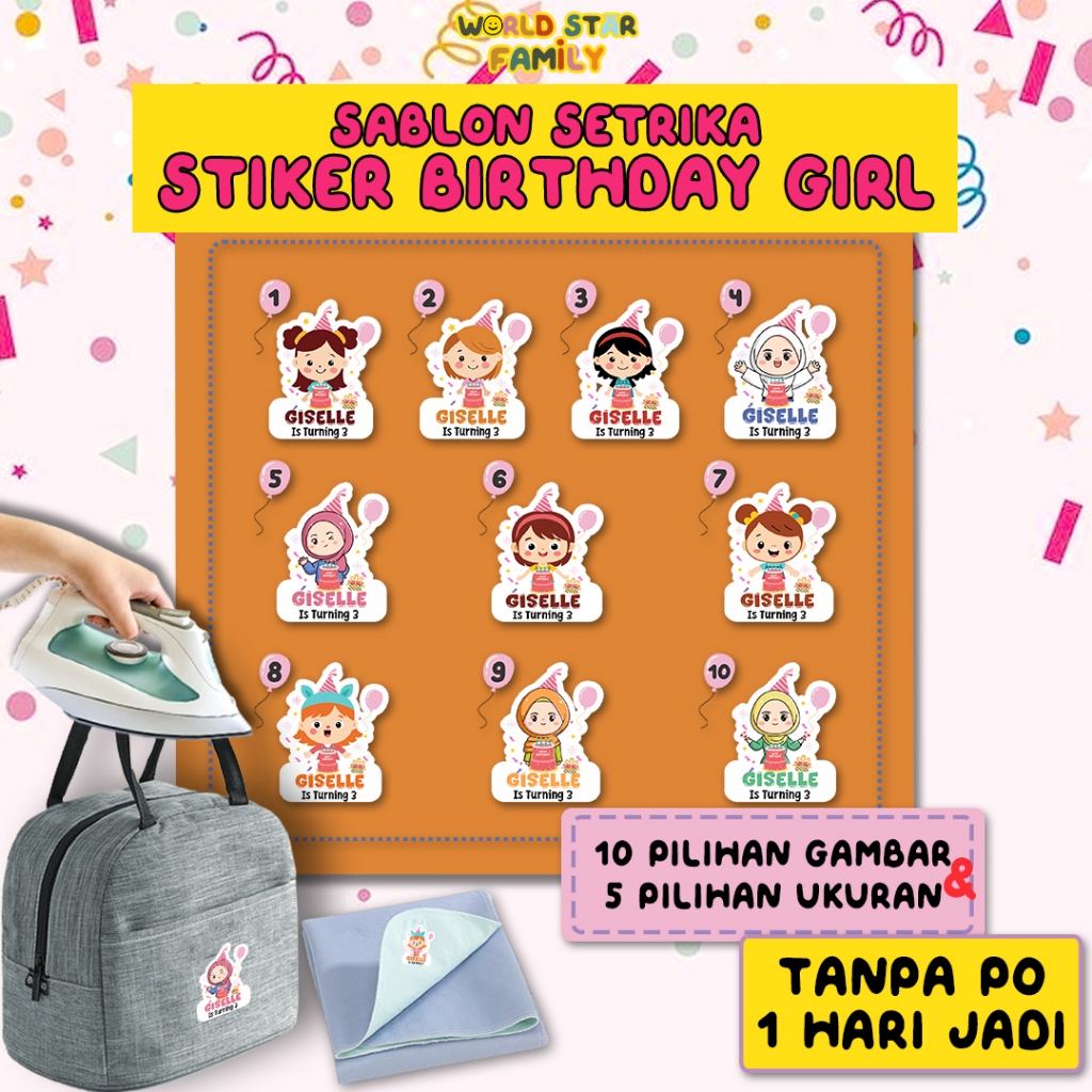 

WSF Sablon Setrika Tema Ulang Tahun Anak Cewek Stiker Kain Stiker DIY Souvenir Ulang Tahun WSFSTIKER