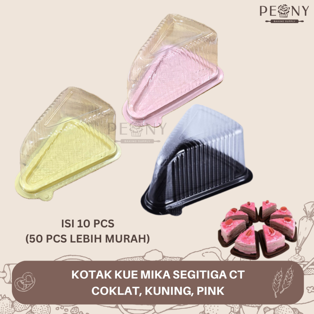 

(10 PCS) KOTAK KUE MIKA SEGITIGA| MIKA MILLE CREPE COKLAT DAN KUNING / MIKA KUE SLICE