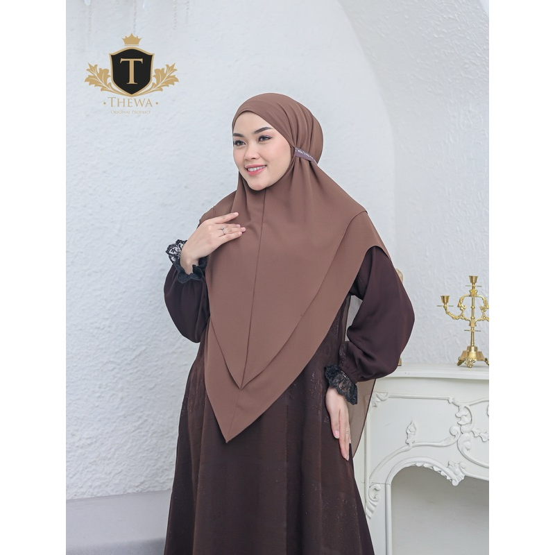 THEWA - Hijab Khimar Kalina 2 Printing Tali Kerudung Seruty Babydoll