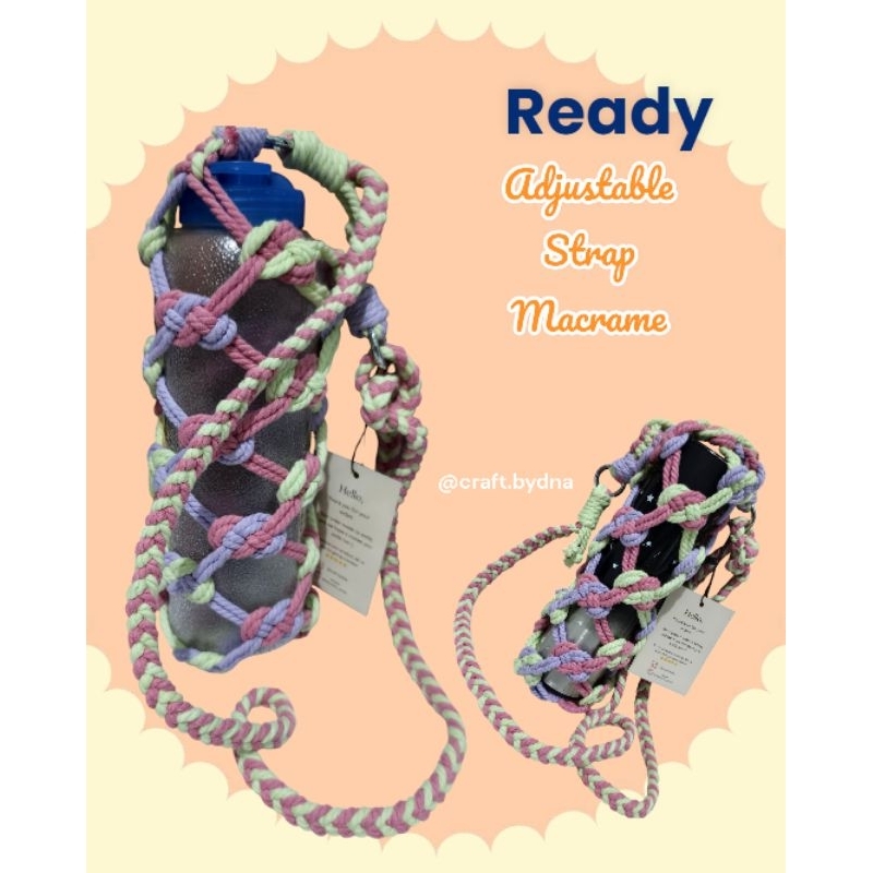 READY ADJUSTABLE STRAP BOTTLE MACRAM | TAS TUMBLER MACRAME | STRAP BOTOL MINUM MACRAME | TEMPAT BOTO