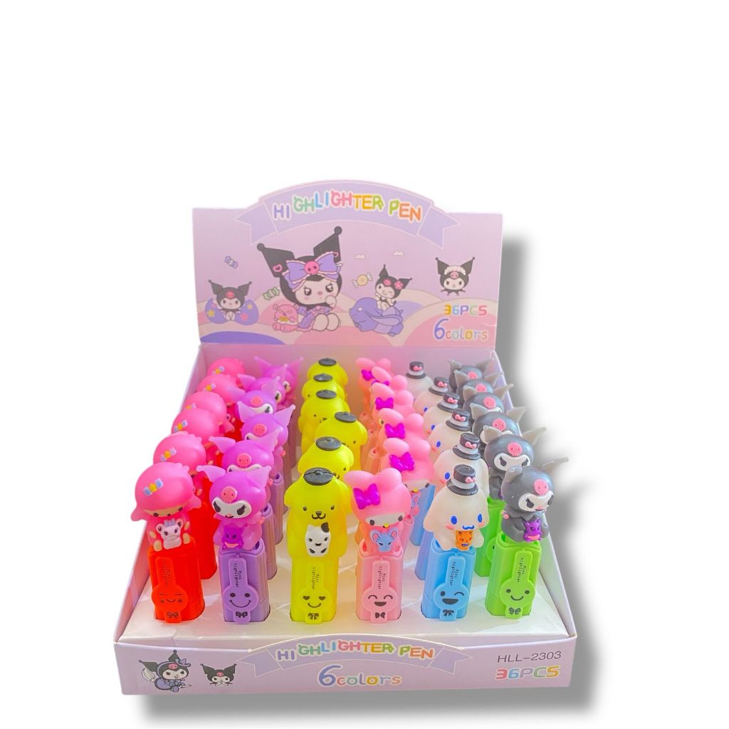 

D3W! 1 Box (36Pcs) Highlighter Cute Karakter Pulpen Stabilo Warna-warni Kekinian Stabilo Unik