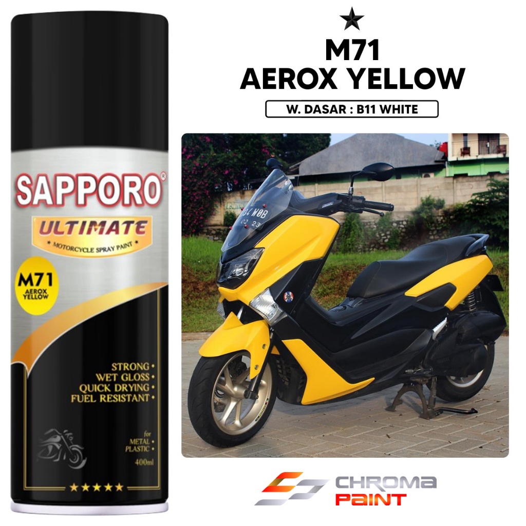 Cat Semprot Sapporo Ultimate M71 Aerox Yellow - Kuning Metallic 400ml