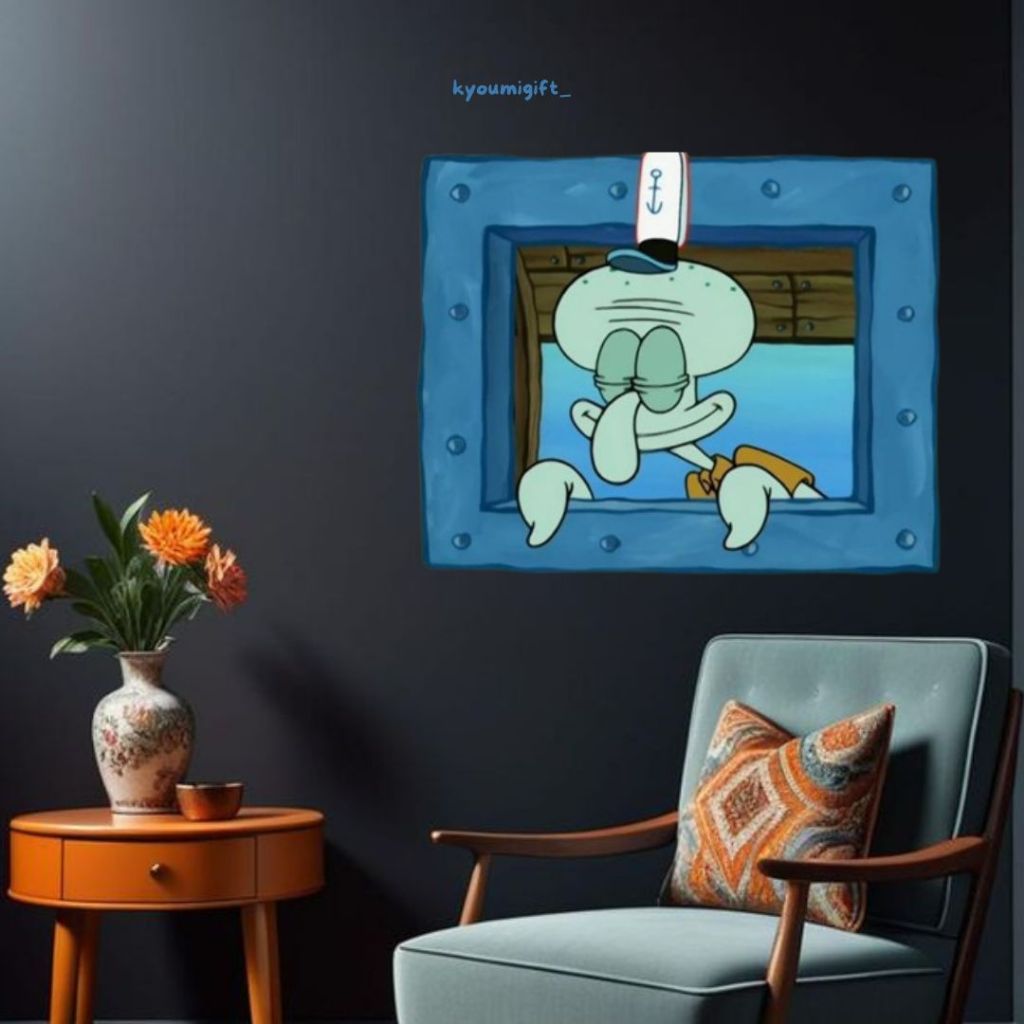 Hiasan Dinding Spongebob Stiker dinding poster jendela bulat spongebob Sticker Wallpaper Hiasan Dind