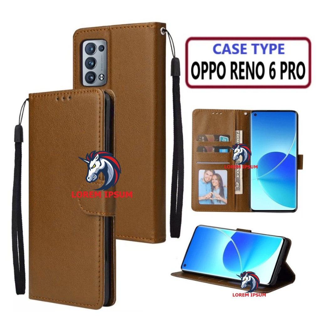 LEATHER CASING OPPO RENO 6 PRO CASE KULIT FLIP WALLET LEATHER KULIT PREMIUM SARUNG BUKA TUTUP KESING