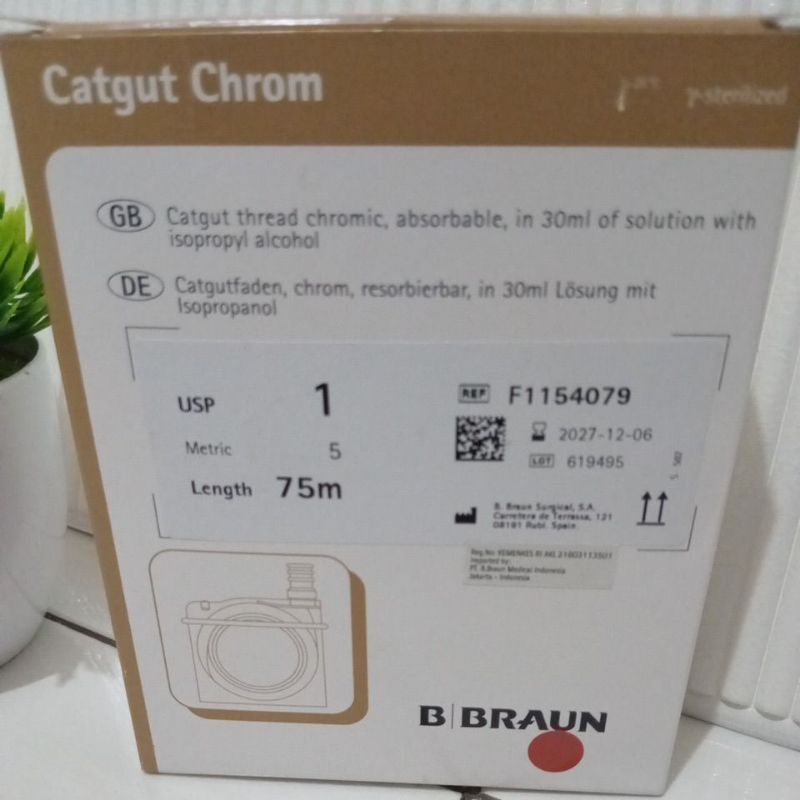 B Braun cat gut chromic 1 metric 5 original/catgut chromic 1/Benang Chromic Roll/Cat gut roll B brau