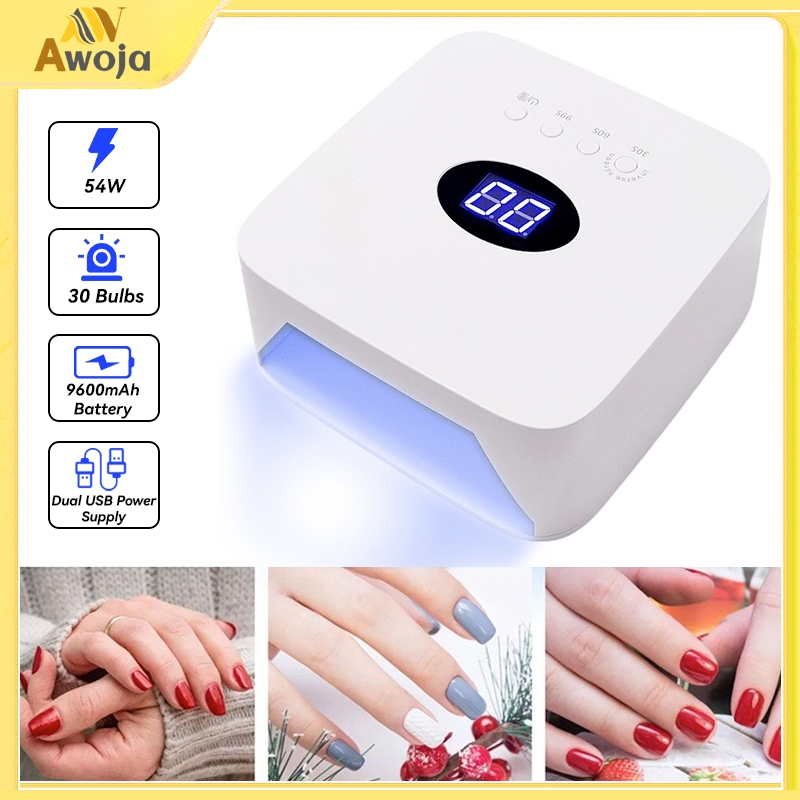 ⚡Garansi 12 bulan⚡Nail UV Lamp 54W Cordless Rechargeable UV LED Nail Lampu Pengering Kuku Dengan Lay
