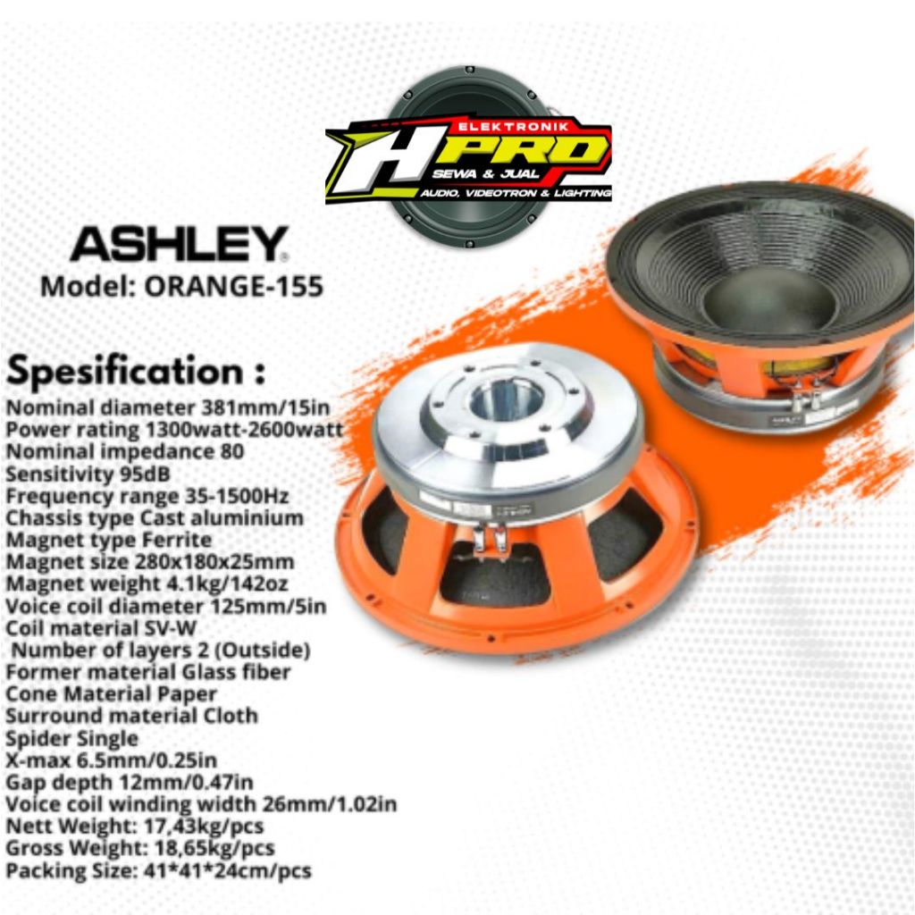 speaker 15 inch coil 5 ORANGE 155 ASHLEY