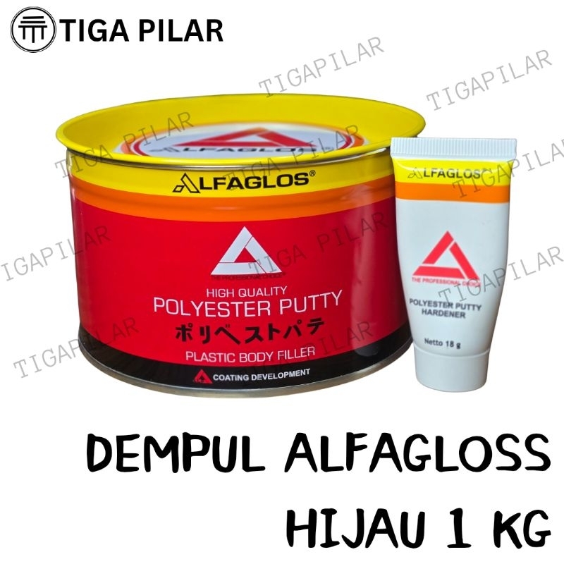 DEMPUL ALFAGLOS 1KG DEMPUL BESI DEMPUL KAYU DEMPUL MOBIL DEMPUL MOTOR WARNA HIJAU