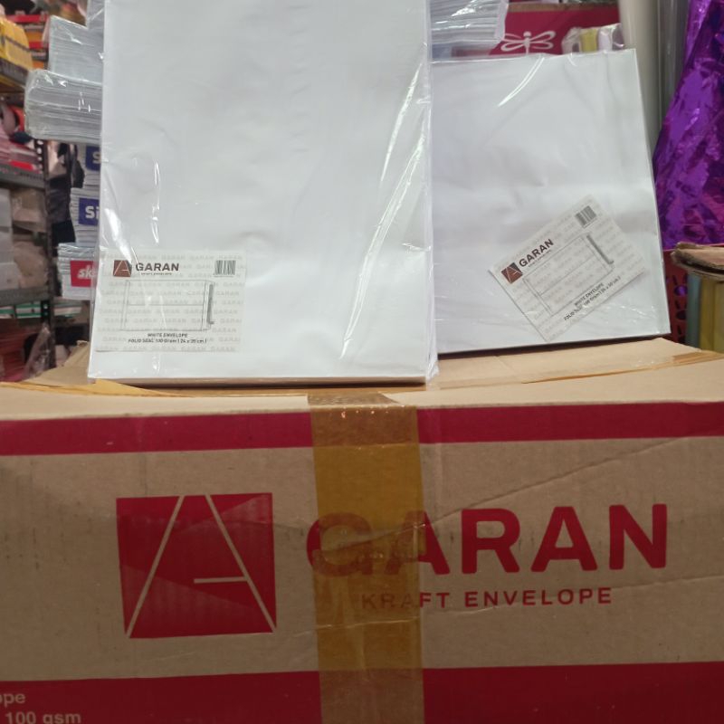 

AMPLOP PUTIH GARAN FOLIO SEAL 100gsm 24x35cm (100 lembar) / pack RJ4