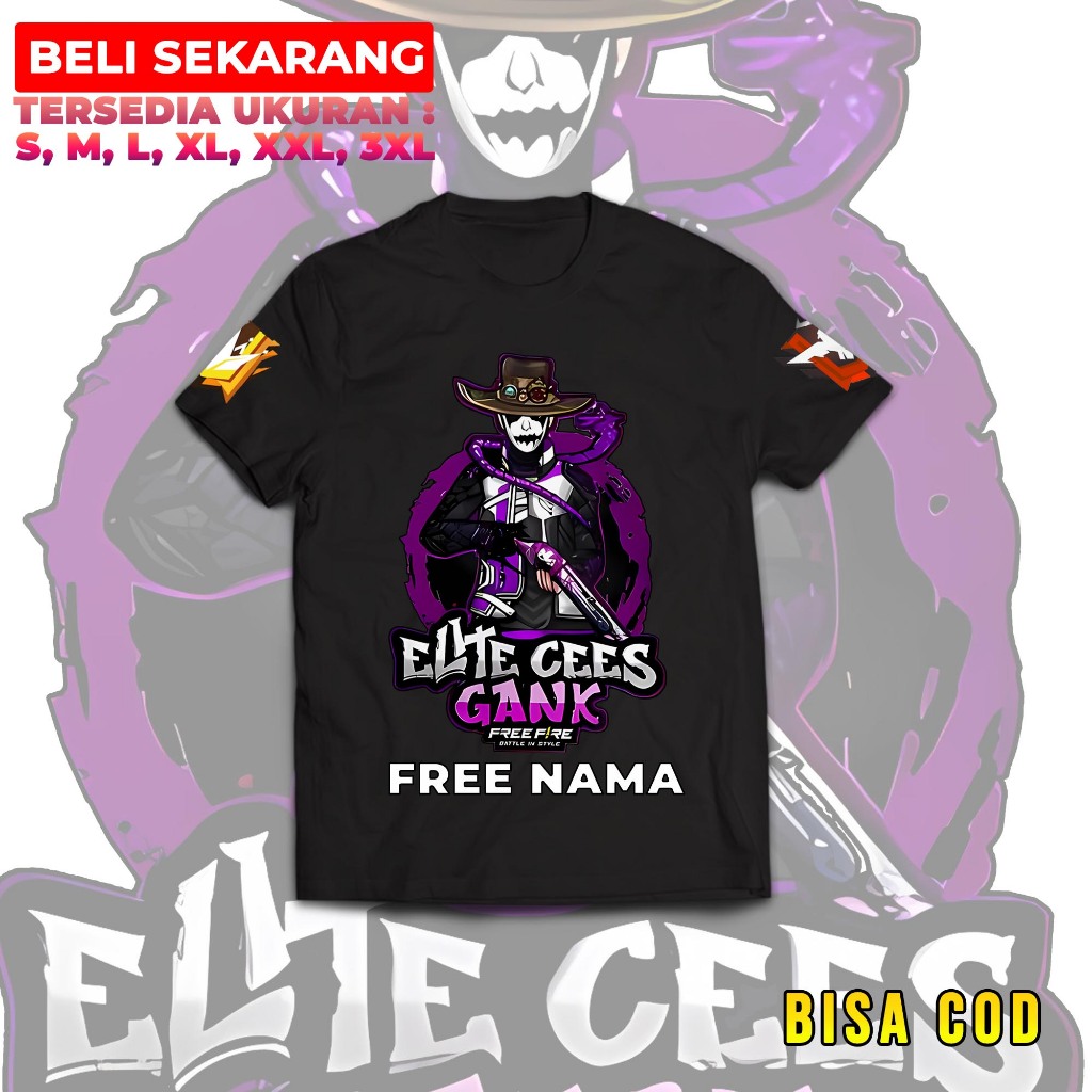 Kaos Distro Remaja Game FREE FIRE Elite CS Cobra Terbaru Bisa COD - Game FF
