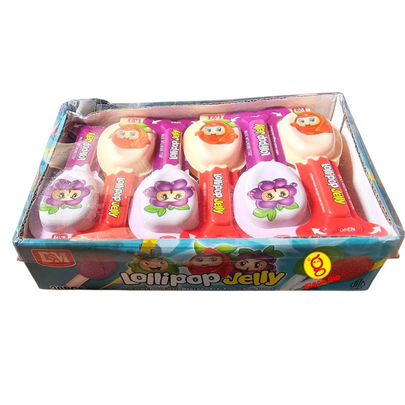 

Jeli Bentuk Stik Lolipop Mix Aneka Rasa Lollipop Jelly DSM Box isi 30 pcs