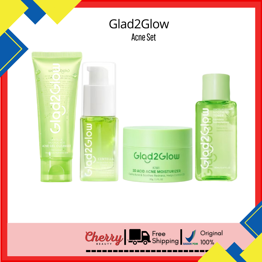 Glad2glow Paket Acne - Bundling Acne Set kiwi - Kiwi 3D Acid Acne Moisturizer - Cleanser Salicylic A