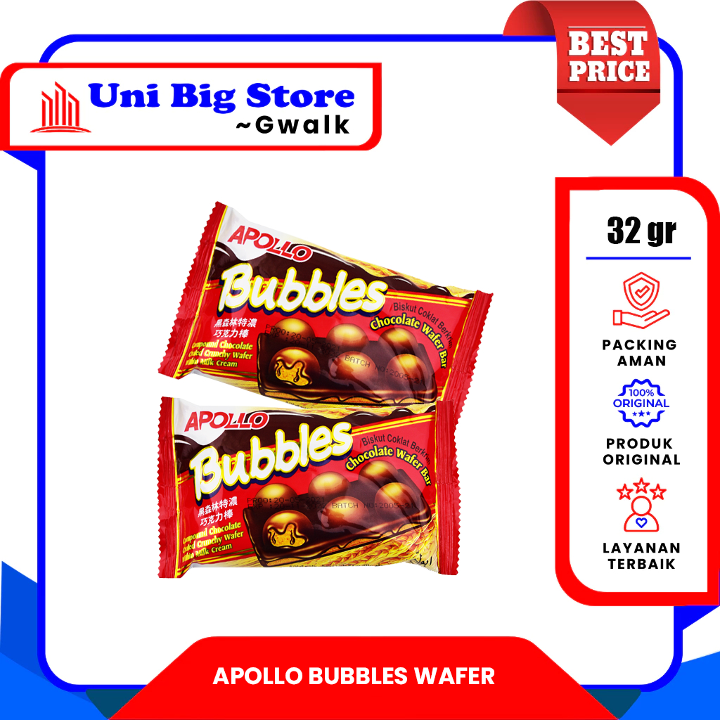 

APOLLO BUBBLES CHOCOLATE BISKUIT WAFER - 32 gr