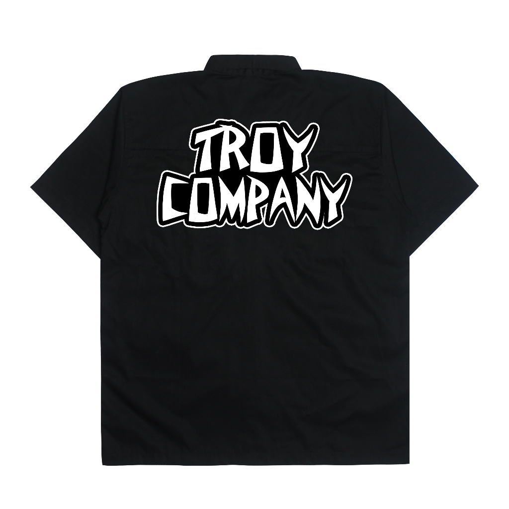 Troy Company Work Shirt Workwear Black Punk Bones - Kemeja Kerja Workshirt Hitam WSP 3044
