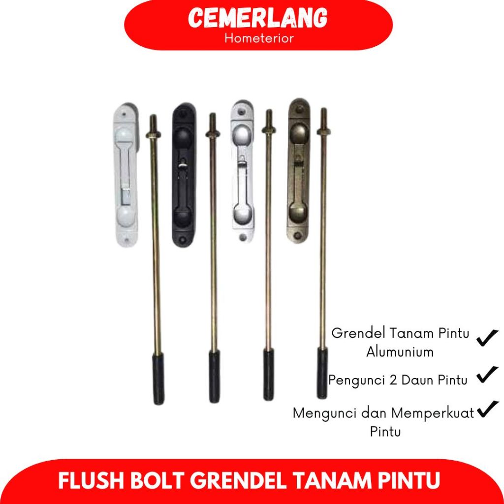 Flushbolt Grendel Tanam Pintu Alumunium