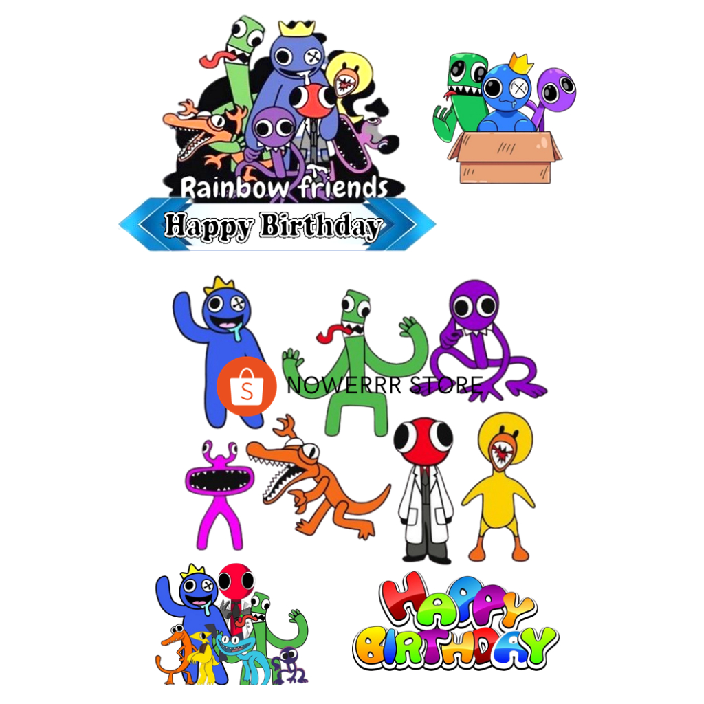 RAINBOW FRIENDS/ Topper Cake Rainbow Friends Custom Nama/Hiasan Kue Ultah RAINBOW FRIENDS