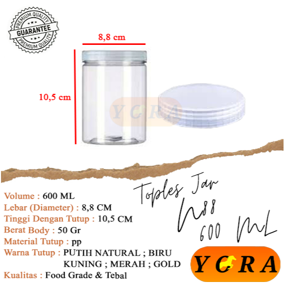 Toples Jar 600ml plastik / 600gr / toples jar cylinder 600ml tebal / toples tebal / toples tabung 60