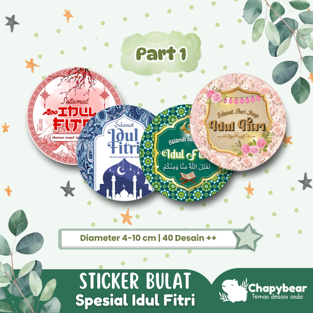 

[PART 1] STICKER BULAT TOPLES KUE STIKER VINYL ANTI AIR SELAMAT IDUL FITRI EID MUBARAK CHAPYBEAR