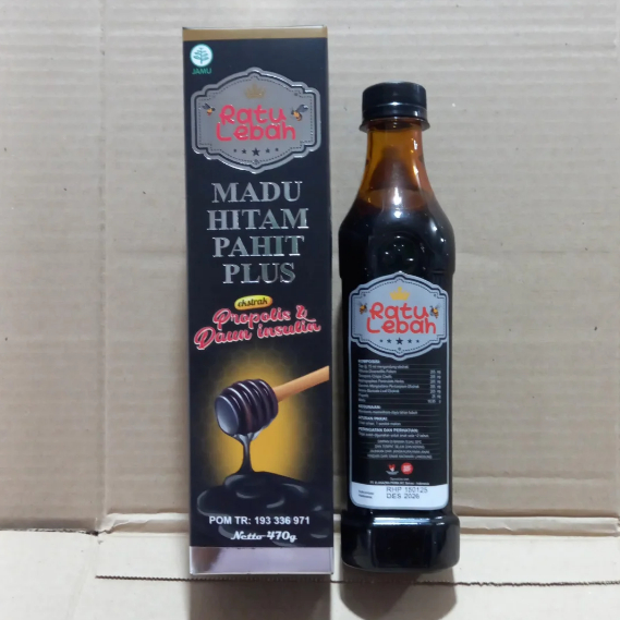 

Madu Hitam Pahit Propolis Daun Insulin RATU LEBAH 470 Gram