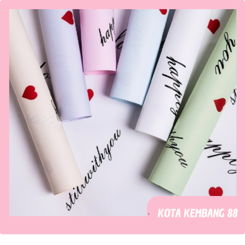 

20 LEMBAR Kertas Buket Kado Bunga Motif Love Dekorasi Pesta Florist Flower Paper Wrapping Cellophane KB090