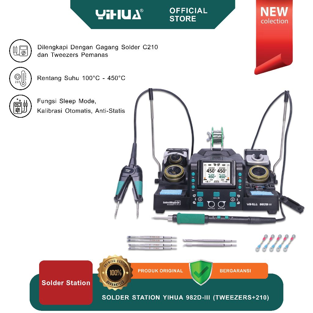 SOLDER STATION YIHUA 982D-III (TWEEZERS+210) ORIGINAL