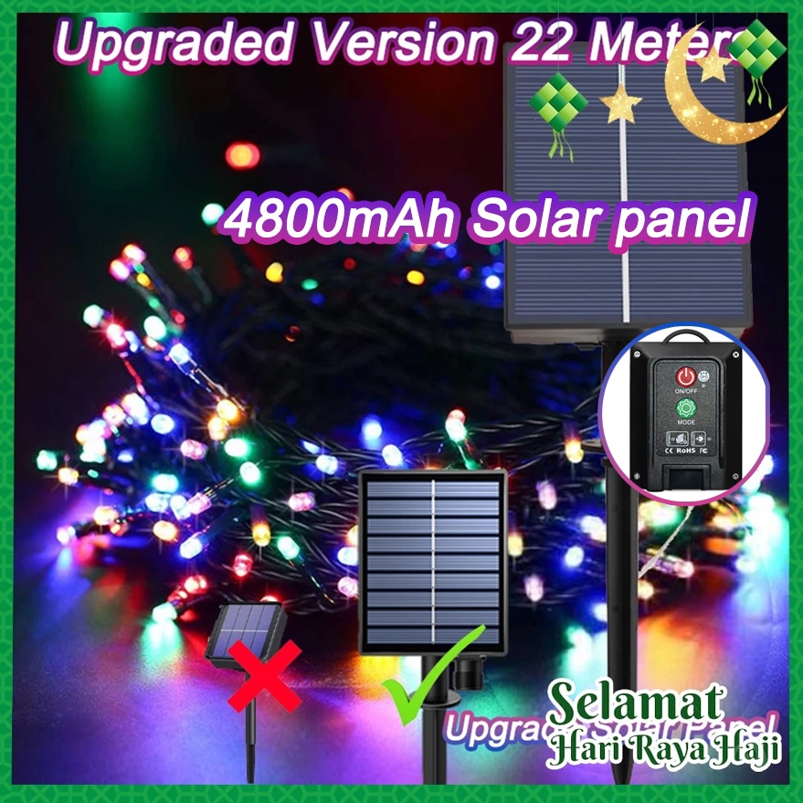 YMJR Lampu Hias Natal Lampu Kelap Kelip Lampu Hias Lampu Taman Tenaga Surya 22M 200LED Lampu Hias Ta