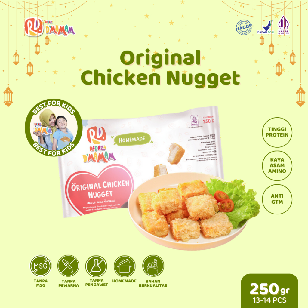 

Radaza D'MAMAM Original Chicken Nugget 250g Nugget Ayam Anak MPASI Homemade Non MSG HACCP BPOM HALAL