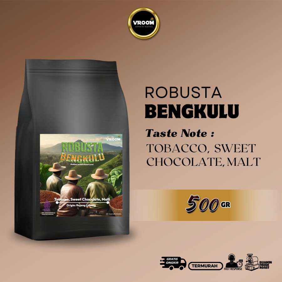 

Coffee Robusta Bengkulu Roasted Beans Kopi Biji Matang Bubuk 500Gram